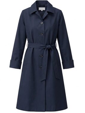 Aquascutum of London Navy Long Trench  Button Down Coat Women Rainwear 65 inch